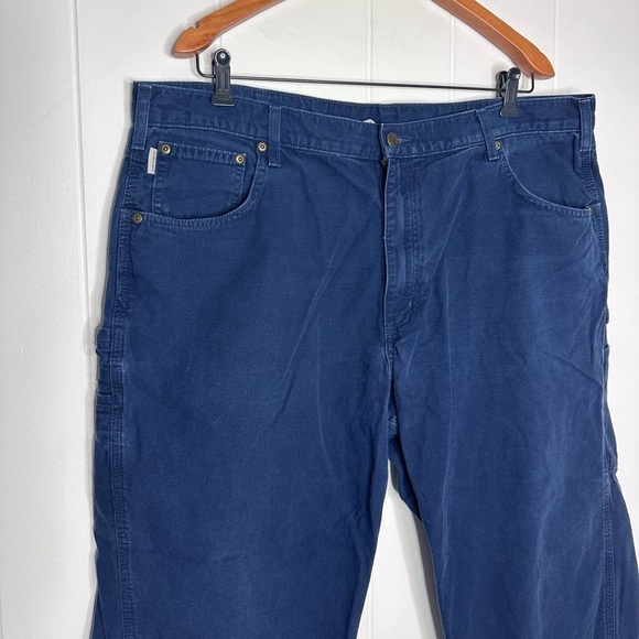 Carhartt B159 Navy Blue Canvas Work Pants Jeans - Picture 2 of 11